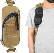 ONE WVW PIN Backpack Shoulder Strap Accessory Pouch, Tactical Molle Bag Multifunctional Military EDC Tool Pockets for Belt, Compact Phone Pouchs for Outdoor Sport Hunting (Khaki)