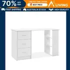 Computer Desk Drawer Shelf Cabinet White 120CM Home Office Furniture Works WH-AB