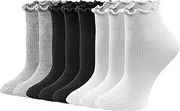 [STNFAMILI] Cute Ruffle Frilly Ankle Socks for Women, Lace Lettuce Edge Socks