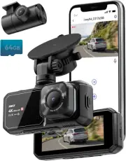 Dash Cam Front and Rear, 4K UHD Dual Dash Camera for Cars, 3.16" IPS Dashboard C