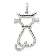 Sterling Silver Polished Cat Pendant