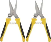 DOITOOL 2pcs Heavy Duty Metal Shears Ergonomic Design for Easy Portable Cutter Tool for Metal Cardboard and Wire Auto Spring for Labor-saving Use
