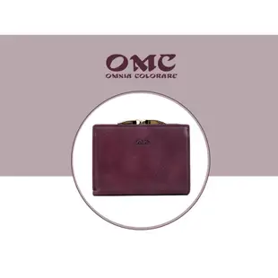 【OMC】NG福利品-變色-全新品-原廠價3600-夾框牛皮短夾-豆沙紫