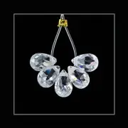 10 Cubic Zirconia Flat Teardrop Briolettes Beads 5x7mm White / Clear #64001