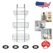 Farmhouse Style Over The Door Organizer with 3 Baskets & 6 Hooks - Easy Install