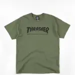 [AST] 現貨 特價 THRASHER FLAME BOX LOGO SKATE MAG ARMY TEE 軍綠