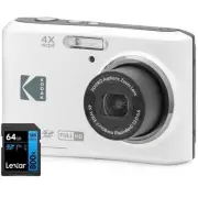 Kodak FZ45WH PIXPRO FZ45 16MP Digital Camera White Bundle with Lexar 64GB...