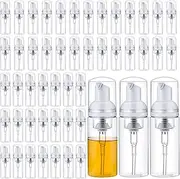 50 Pcs Foam Pump Bottle Dispenser,50ml Refillable Plastic Travel Foaming Bottles for Packaging Liquid Cleaning Hand Soap Shampoo Lash Cleanser(Transparent)