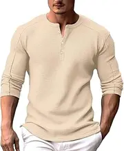 [Generic] Long Sleeve Shirt Men Cotton Up Long Sleeve Blouse Sweat Shirts Casual Pullover Tops Big and Tall T Shirts for Men