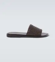 [Bottega Veneta] Bottega Veneta Elio Intrecciato leather slides AU 7 brown