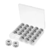25Pcs Metal Bobbins Embroidery Bobbins with Case for Sewing Machine Silver