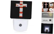Cross of Religious Words Night Light with Dusk to Dawn Sensor LED Night Light