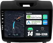 Android 14 IPS Car Stereo for Isuzu D-Max DMAX 2012-2016 - 2G+32G - Wireless CarPlay/Android Auto - Rear Camera Free - 9 Inch 2 Din - DAB Steering Wheel Fast-Boot DSP Bluetooth WiFi