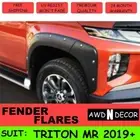 FENDER FLARES GUARD COVER MATTE BLACK TO SUIT MITSUBISHI TRITON MR 2019+ ARCH