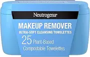 Neutrogena Makeup Remover Facial Cleansing Towelettes, Daily Face Wipes Remove Dirt, Oil, Sweat, Makeup & Waterproof Mascara, Gentle, Soap- & Alcohol-Free, 100% Plant-Based Cloth, 25 ct