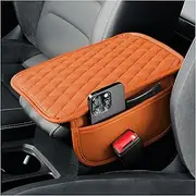 Thin Arm Rest Cover for Car,Leather+Memory Foam Center Console Cover with Storage Bags,Universal Middle Console Cover Car Accessories Interior for Most Cars Center Consoles (Orange)