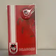NRL St George Illawarra Dragons Greeting Birthday Card With Badge - Rugby