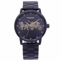 在飛比找ETMall東森購物網優惠-COACH 美國頂尖精品經典馬車時尚流行腕錶-黑金-1450