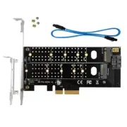 Dual M.2 PCIe Adapter, M.2 NVME SSD (M Key) or M.2 SATA SSD (B Key) 22110 2280