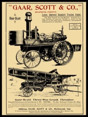 1899 Gaar Scott Steam Engine & Thresher NEW Metal Sign: 12x16" Ships Free