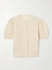 [DÔEN] DÔEN - Mirabelle Pointelle-knit Alpaca-blend Cardigan - Ivory - medium medium Ivory