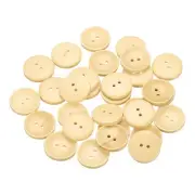 30pcs Wooden Sewing Button 25mm 2 Holes Round Craft Buttons, Natural Wood