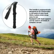 (Sky Blue)Carbon Fiber Hiking Pole 3 Section Retractable Walking Stick WP