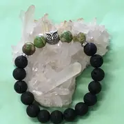 Sea Sediment Jasper, Owl and Lava Aromatherapy Essential Oil Diffuser Bracelet - Protection and Stability