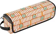 [sanluoli] Hair Tool Travel Bag for Women and Heat Resistant Mat with Zipper Carrying Case Flat Curling Iron Waterproof Organizer Geometric Rhythm Orange Green Travel Bag for Hair Tools