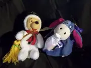 DISNEY STORE LOT OF 2 BEAN BAG Plush TOY SNOWMAN WINNIE THE POOH NWT & EEYORE