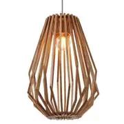Fiorentino Ragusa Long Natural Wood Veneer Pendant Light