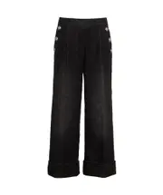 Balmain Kids Wide Leg Denim Pants 8Y,12,14Y,13Y,12Y,10Y Black