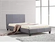 King Single Linen Fabric Bed Frame and Headboard - 206cm x 115cm Grey