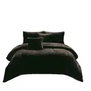 Mocha 3 Piece Waffle Fleece Cozy Comforter Set