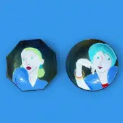 1997 Lady Series D. Herriott 7.5" Raised Plates Models Oil Spill Avant Garde
