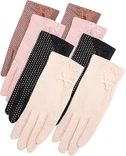 [OATIPHO] 4 Pair Sun Protection Lace Gloves Thin Mittens for Women Uv Blocking Summer Riding Gloves Hiking Mittens Fishing Gloves Touch Screen Breathable Light