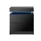 Bedside Table RGB LED 2 Drawers Black