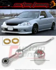 FOR 1988-2000 HONDA CIVIC CHROME DUAL BEND SHORT THROW SHIFTER+ JDM SHIFT KNOB (for: Honda)