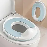 Dawntress Potty Training Toilet Seat - Ultra-Stable Kids Toilet Seat with Soft Cushion, Anti-Slip Portable Potty Training Seat with Splash Guard for Boys Girls, Fits Round & Oval Toilets - Blue