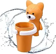 Kids Toothbrush Holder Cartoon Fox Wall Hanging Toothpaste Organizer with Rinse Cup Suction Cup Wall Mounted Toothbrush Holder Self Adhesive Toothbrush Holder Toothbrush Rack for Bathroom