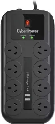 Cyberpower 8 Outlet Power Board with 2 USB Charge Port, Surge and Overload Pr...