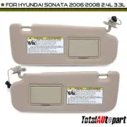 2x Beige Sun Visor w/ Light & Mirror for Hyundai Sonata 06-08 Front Left & Right
