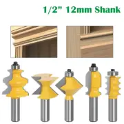 Router Bit Set 5 PCS 1/2Inch Shank Architectural Molding Corner Round Edge Door
