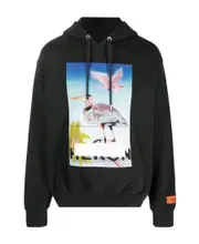 Heron Preston Graphic Printed Drawstring Hoodie S,XS Black
