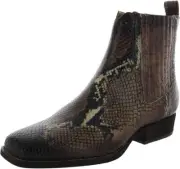 Zodiac Women's Size 8.5-11 Leather Square Toe Chelsea Boot Snake Print Brown
