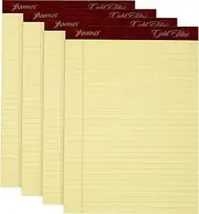 Ampad Gold Fiber Perforated Pad, Size 8-1/2 x 11-3/4 Inches, 20 Pound Paper, Canary Yellow Color, Legal Ruling, 50 Sheets Per Pad, Pack of 4 Pads (20-032R)