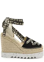 Stella Mccartney Gaia 130 Canvas Wedge Espadrilles - Black - 7 7