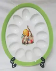 WILLIAMS-SONOMA NOSTALGIC EASTER BUNNY DEVILED EGG PLATE PLATTER