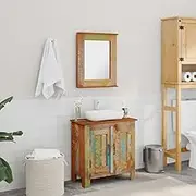 Reclaimed Solid Wood Bathroom Vanity Cabinet Set with Mirror, Bathroom Storage Organizer, Small Shelf for Toilet Paper, Narrow Cabinet - Handmade