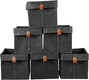 6 Pack Foldable Storage Cubes, Felt Fabric Cube Storage Bins, 9 x 9 x 10inch Collapsible Storage Cubes Organizer with Hanging Ring, 12L Nursery Cubby Storage Baskets Box for Clothes Shoes (Dark Grey)